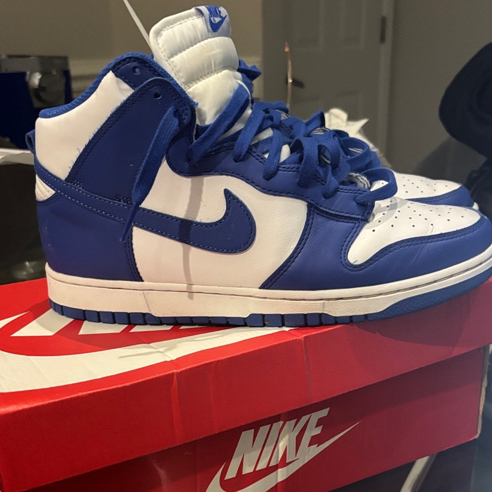 Nike Men’s Royal Blue & White High-Top Dunks